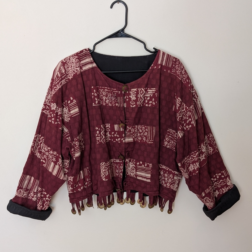 Handmade Burgundy Patchwork Jacket